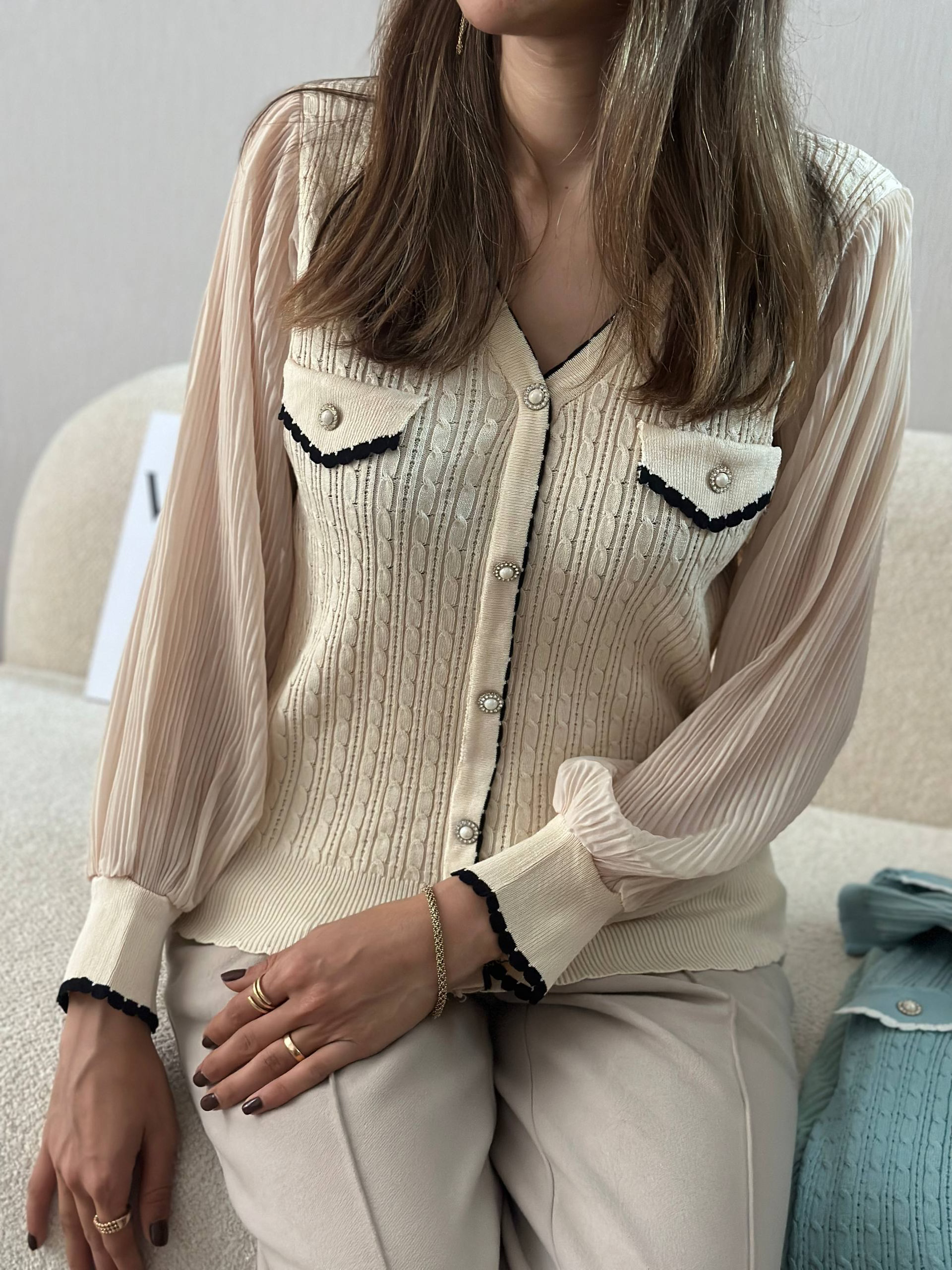 بلوز بافت مجلسی زنانه کد ۶۳۶