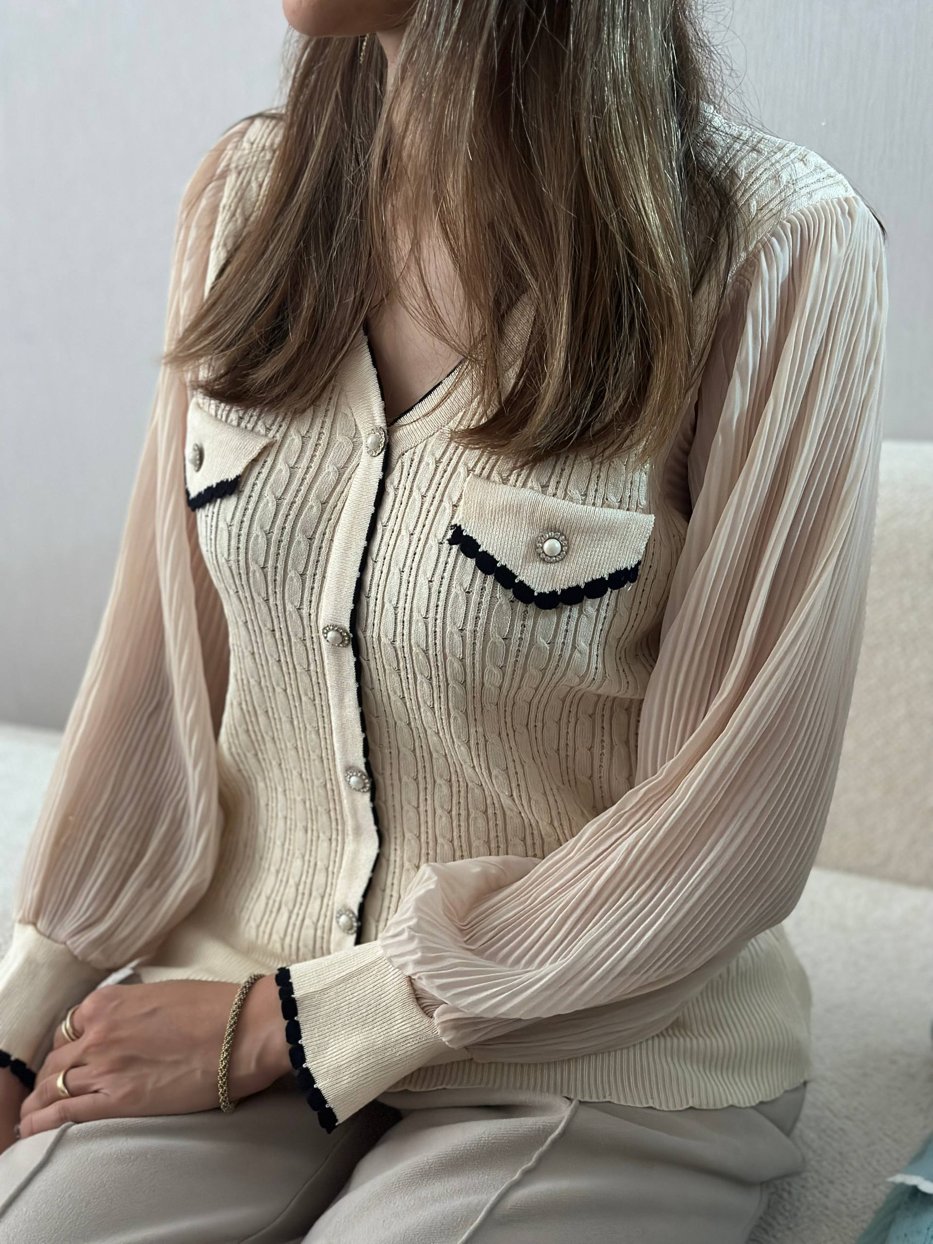 بلوز بافت مجلسی زنانه کد ۶۳۶