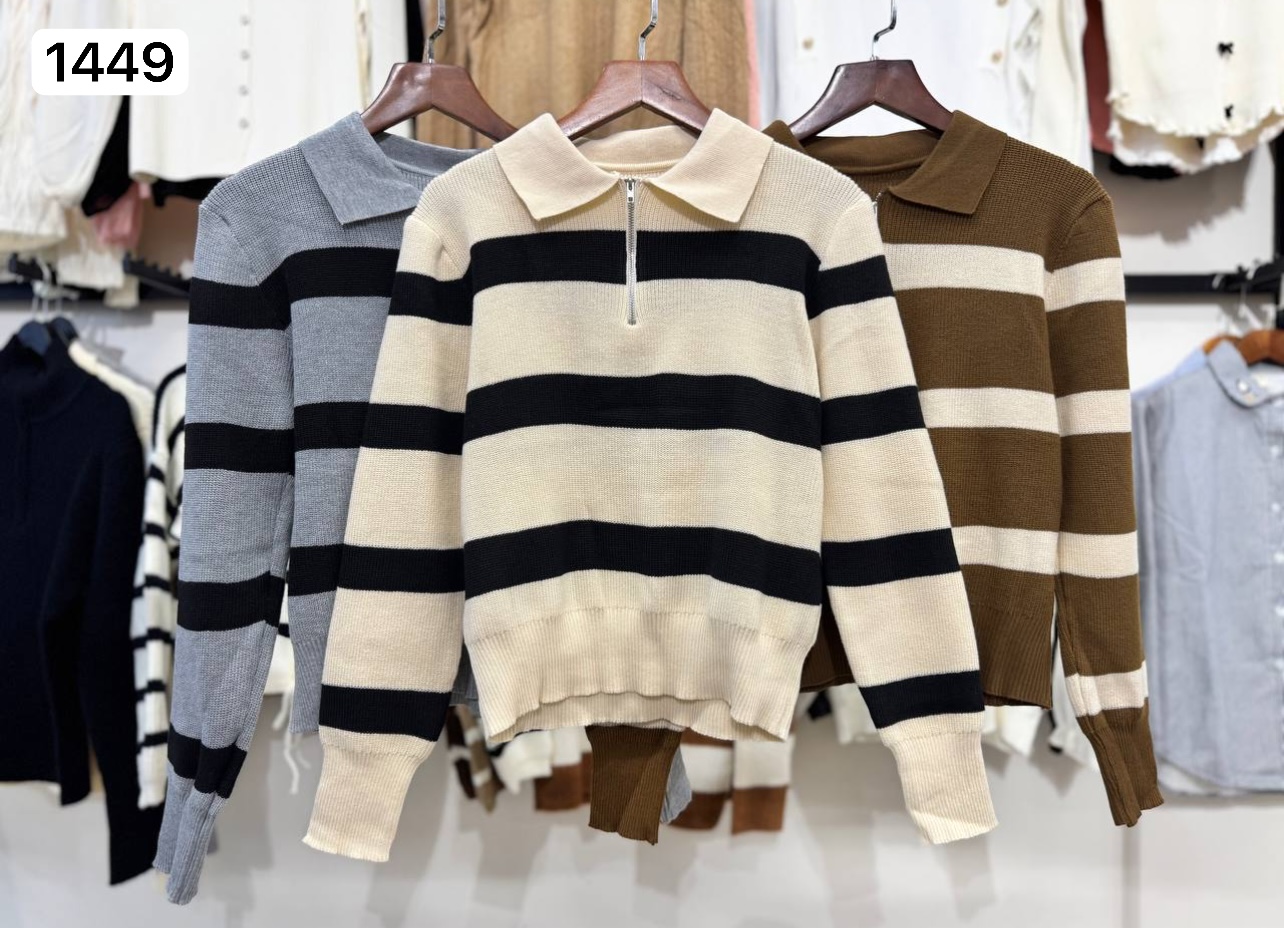 بلوز بافت یقه زیپ دار زنانه کد 1449