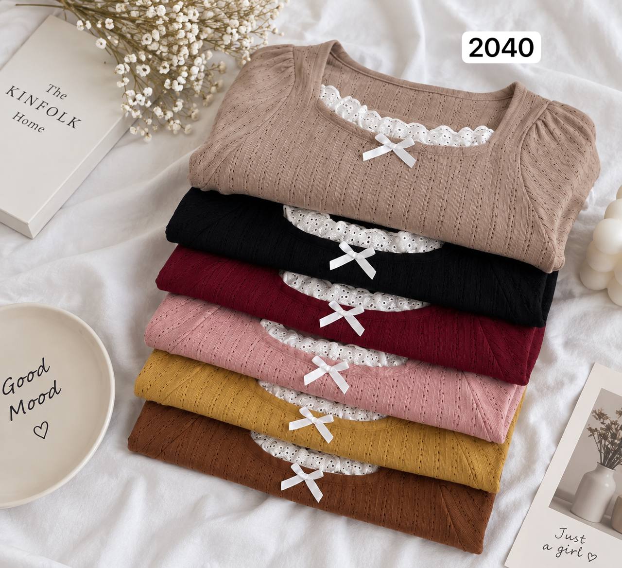 کراپ تاپ بافت یقه گیپور زنانه کد 2040