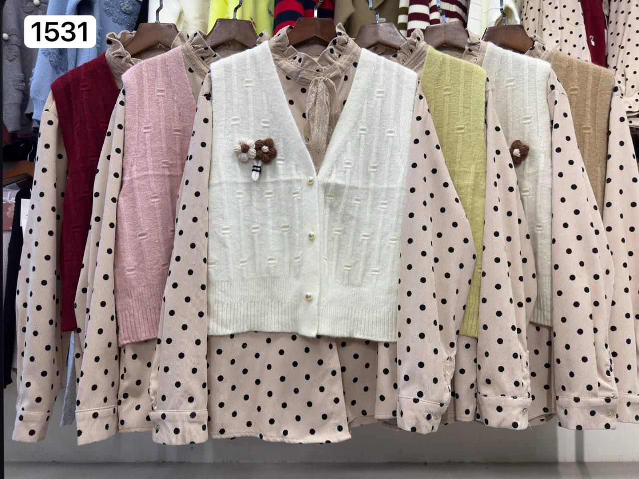 ست ژیله بافت و شومیز کبریتی کار شده کد 1531