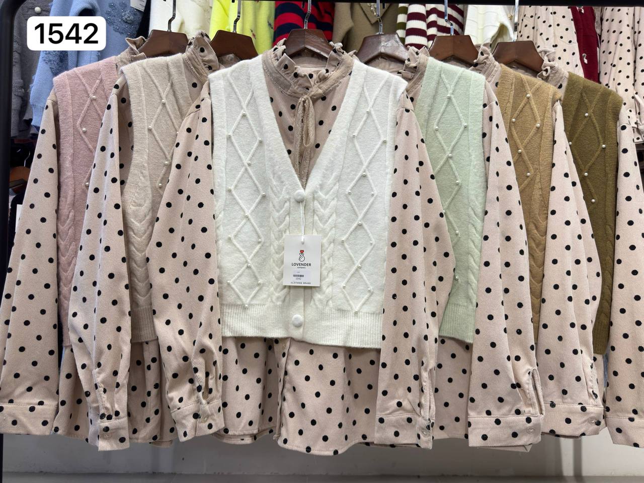 ست ژیله بافت و شومیز کبریتی کار شده کد 1542