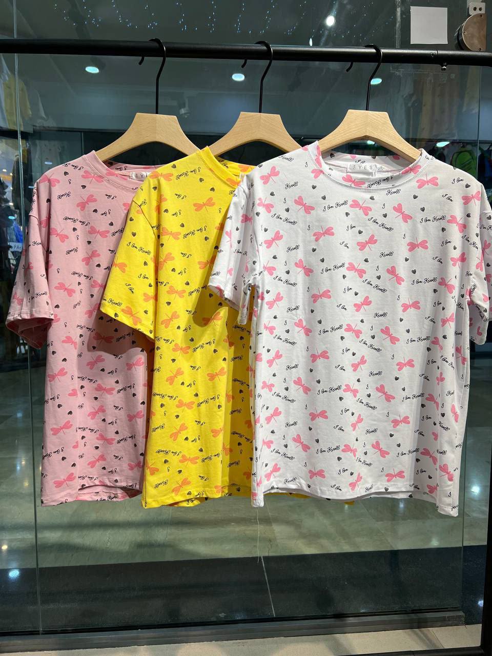 تیشرت نخ پنبه چاپی زنانه Y.E.S کد 105