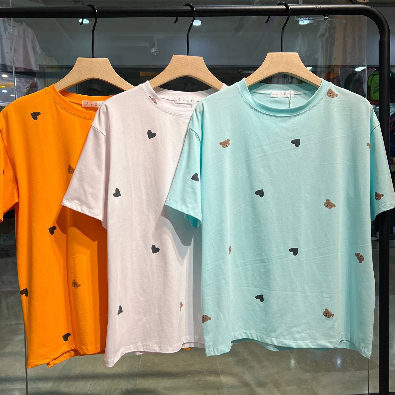 تیشرت نخ پنبه چاپی زنانه Y.E.S کد 133