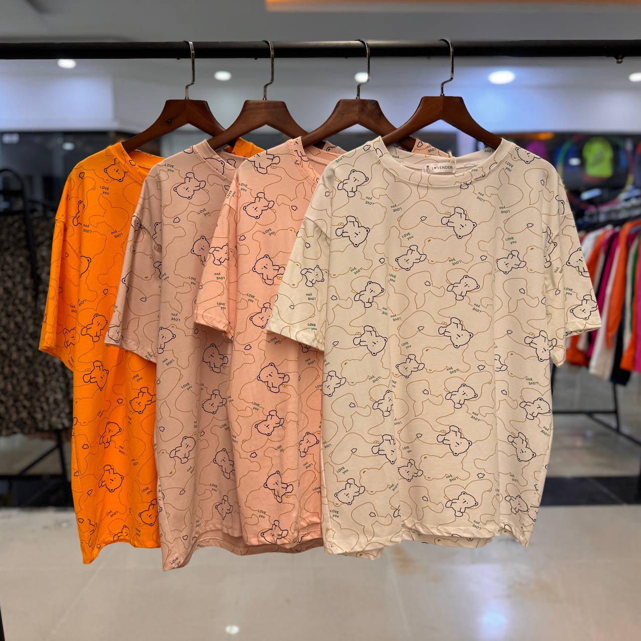 تیشرت نخ پنبه چاپی زنانه LOVENDER کد 465