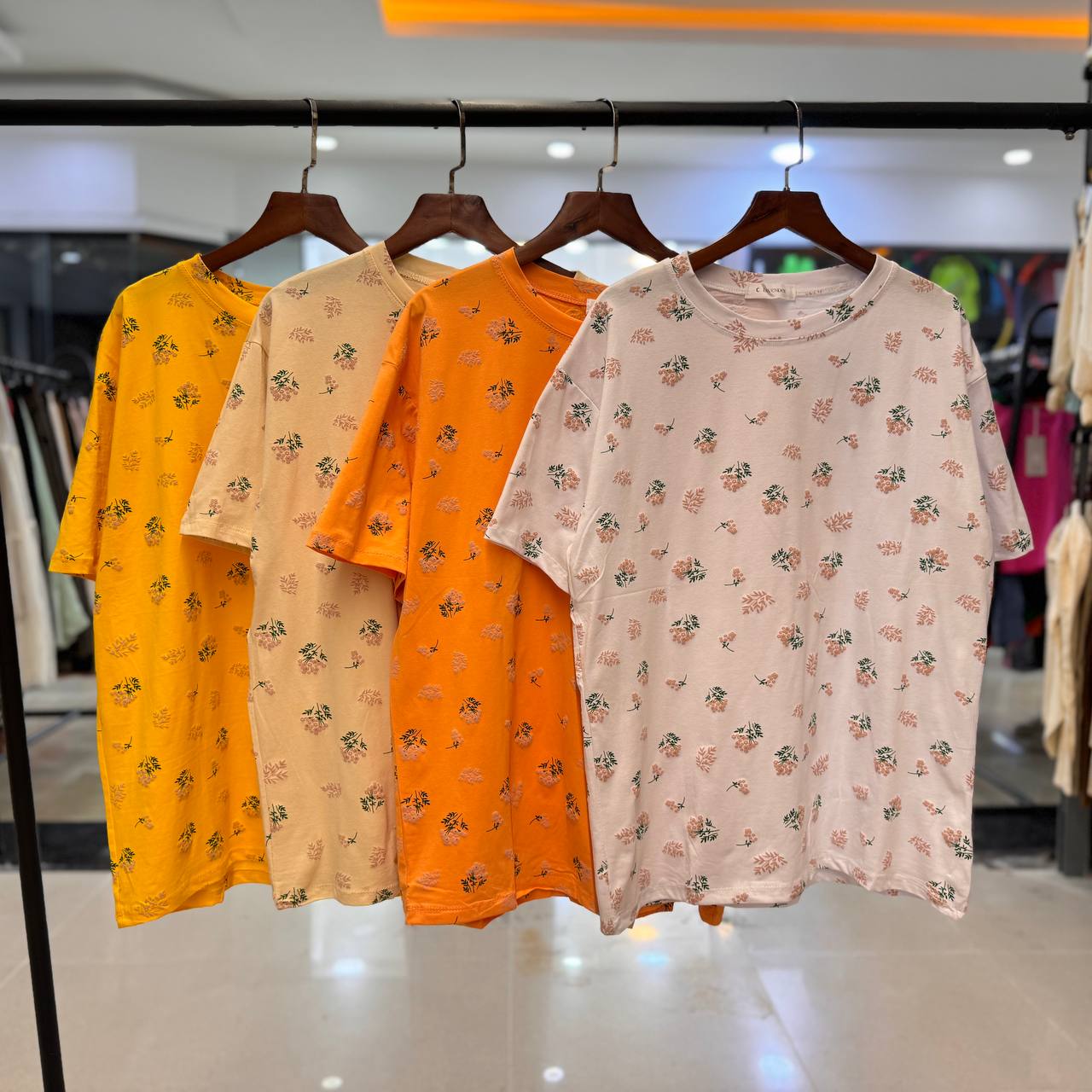 تیشرت نخ پنبه چاپی زنانه LOVENDER کد 615