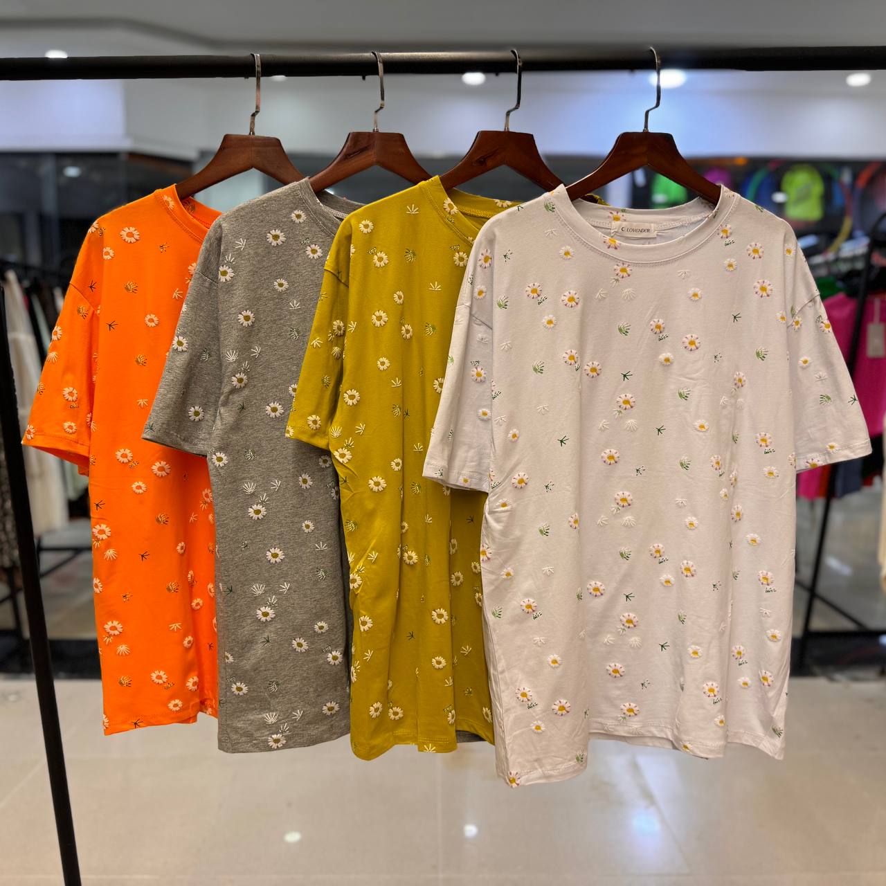 تیشرت نخ پنبه چاپی زنانه LOVENDER کد 620