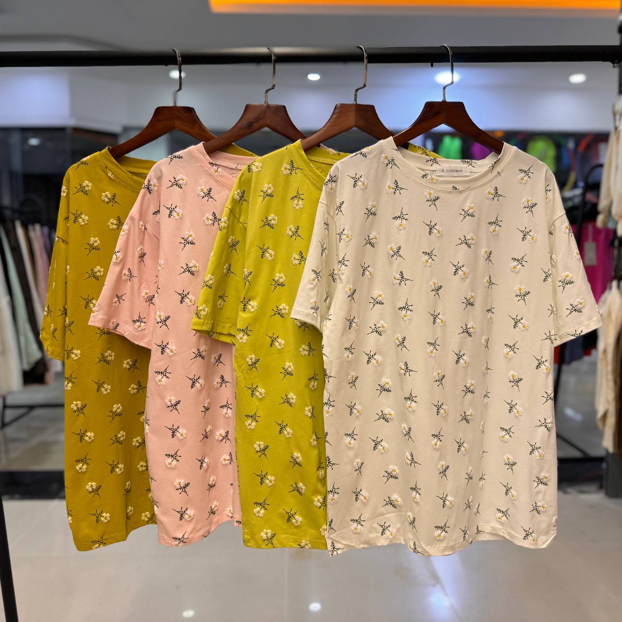 تیشرت نخ پنبه چاپی زنانه LOVENDER کد 622