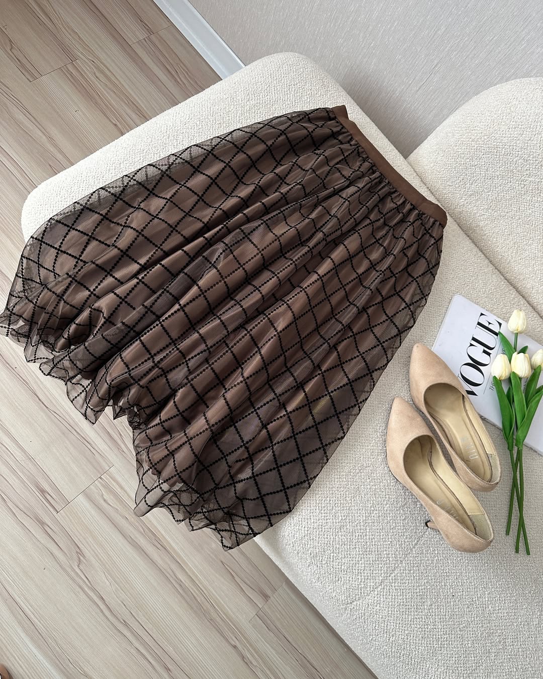 دامن تور گل پنبه ای 2 رو مجلسی زنانه وارداتی کد 326