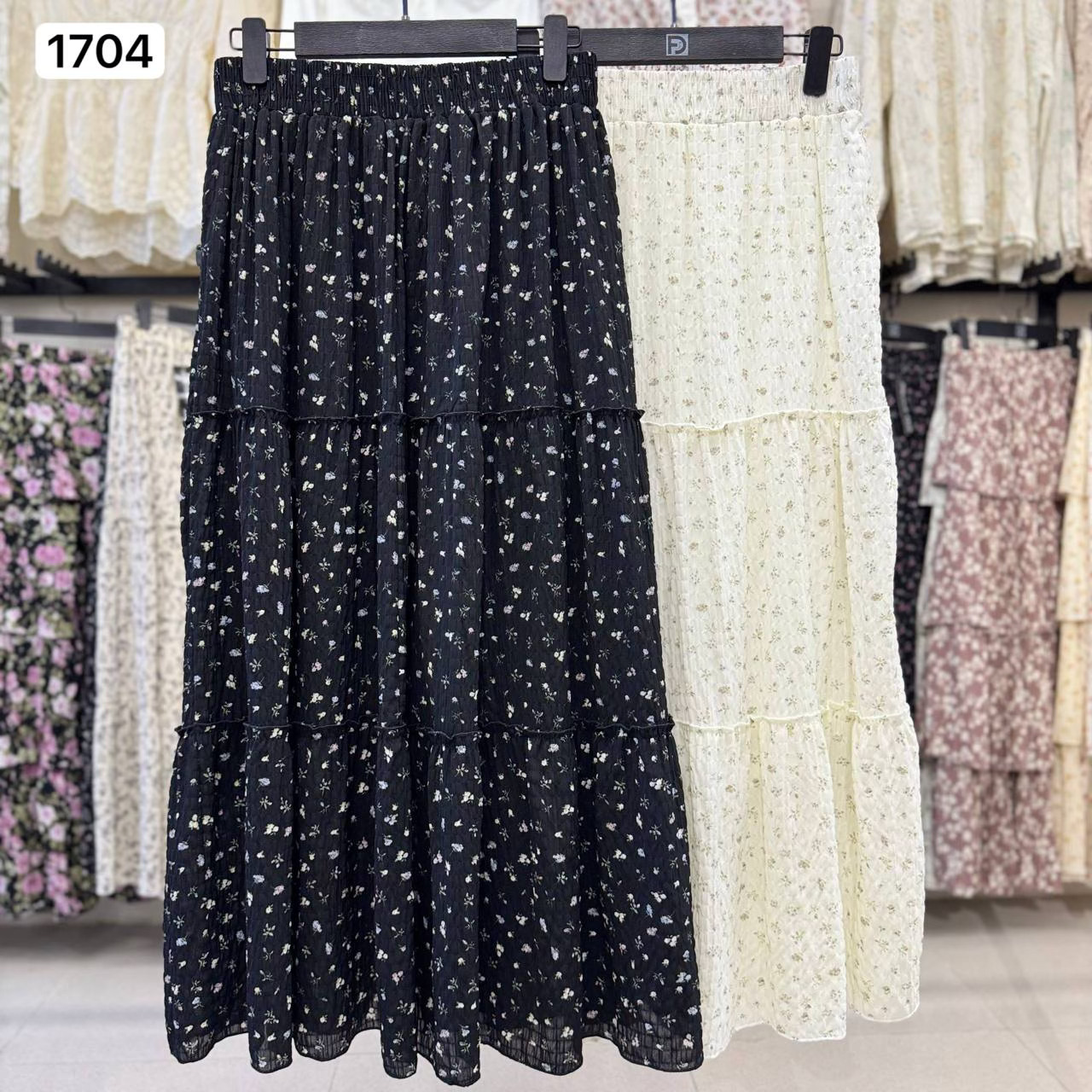 دامن طبقه ای گل دار زنانه  کد 1704 #1104-19