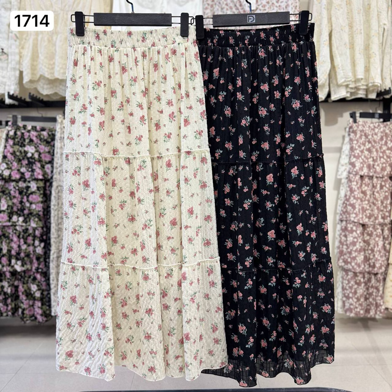 دامن طبقه ای گل دار زنانه  کد 1714 #1104-3