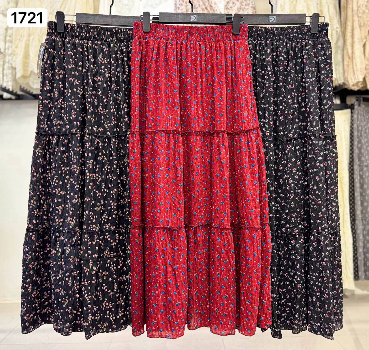 دامن طبقه ای گل دار زنانه  کد 1721 #1104-22