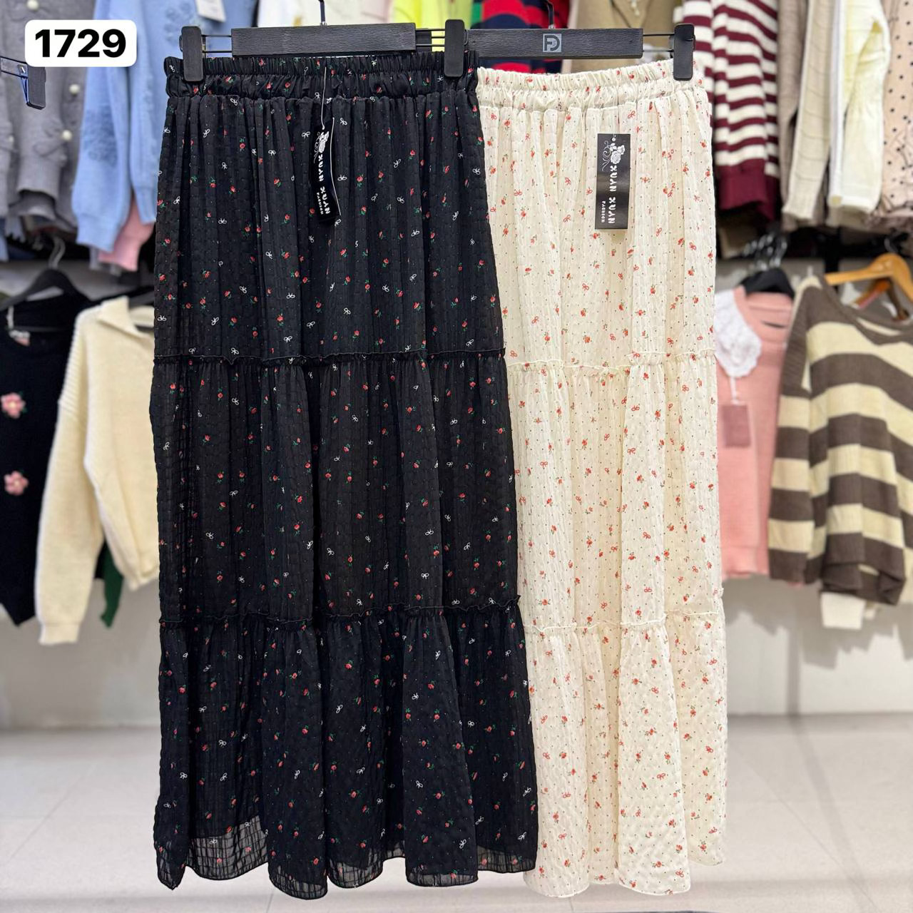 دامن طبقه ای گل دار زنانه  کد 1729 #1104-10