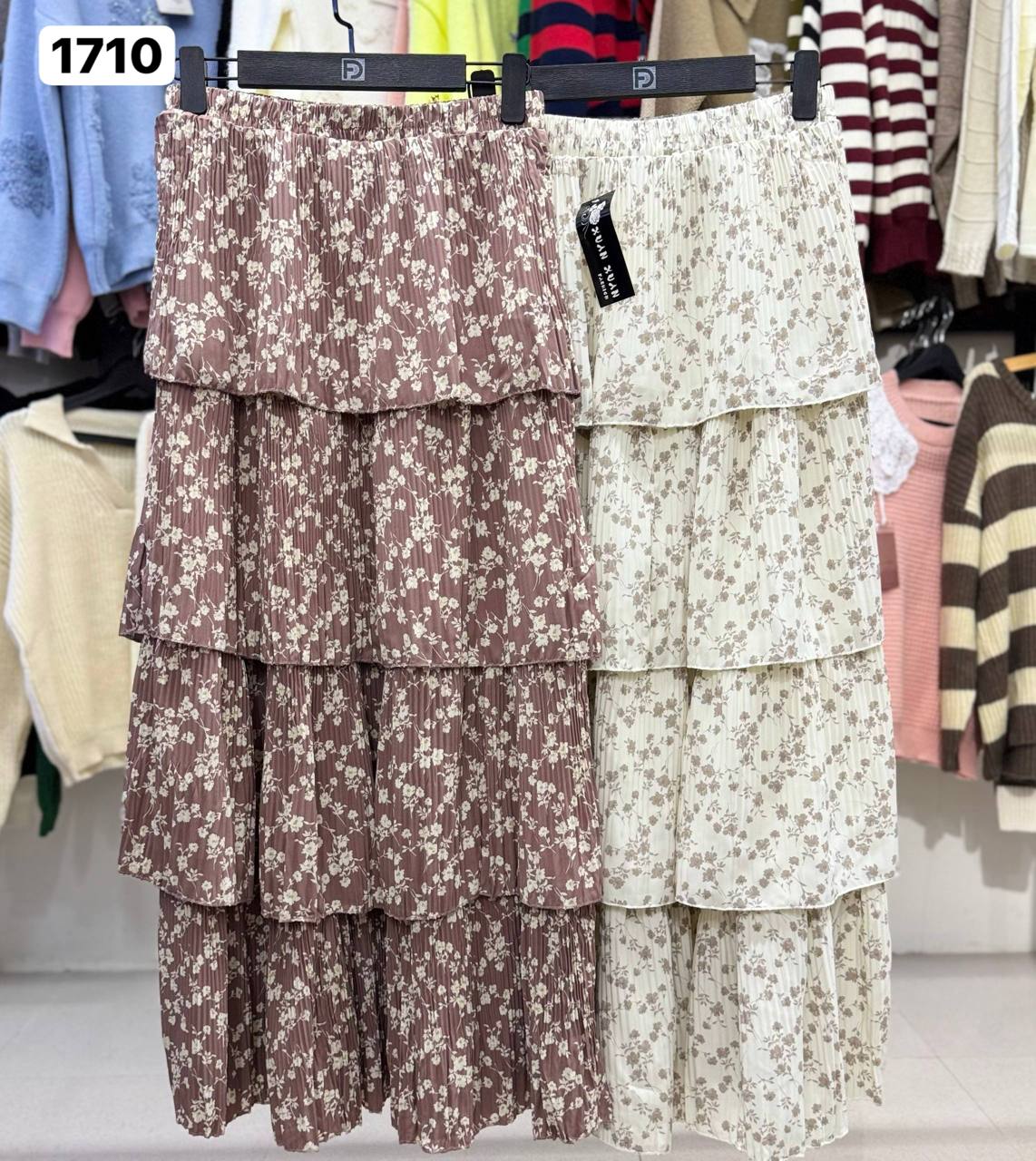 دامن نخی گل دار پلیسه زنانه کد 1710 #6091-1