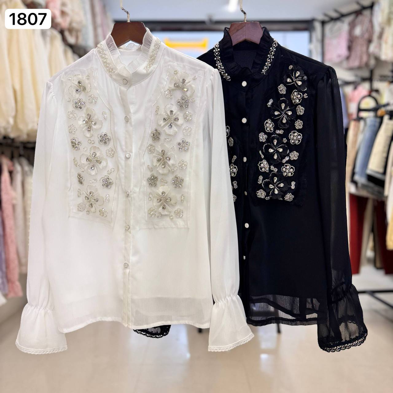 شومیز حریر مجلسی کار شده زنانه کد 1807