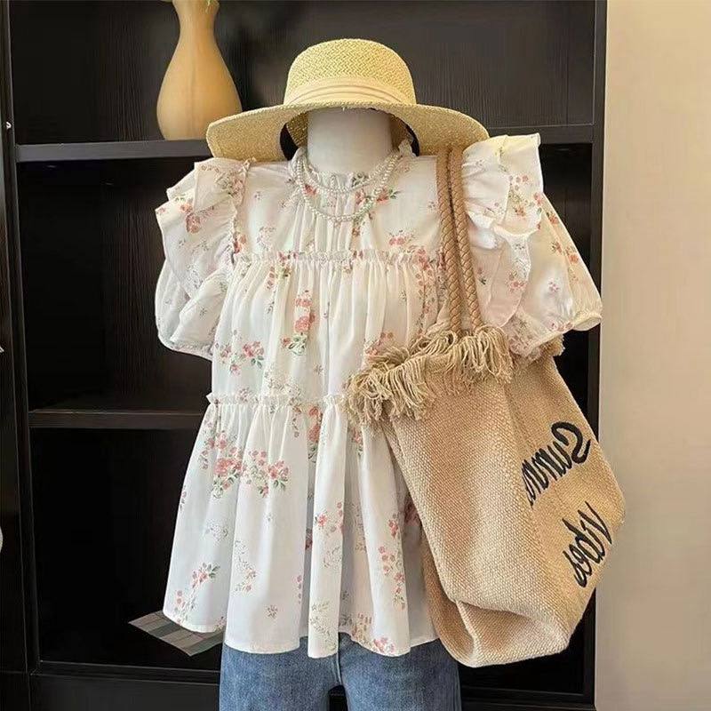 شومیز عروسکی گل دار زنانه کد 919