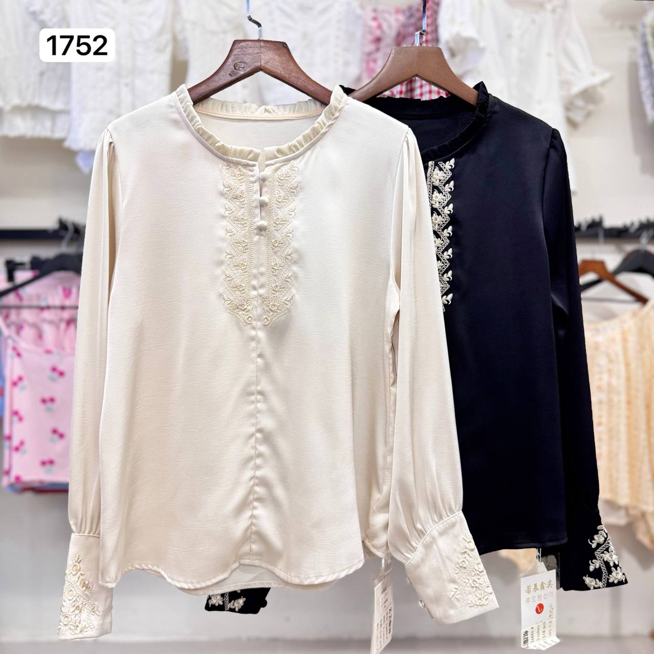 شومیز ساتن گل دوزی مجلسی زنانه کد 1752 #26886