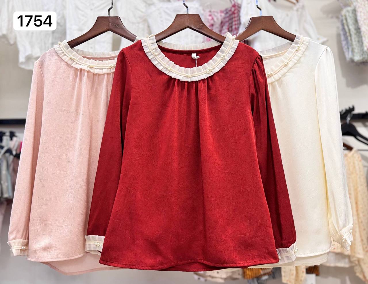 شومیز ساتن یقه مرواریدی مجلسی زنانه کد 1754 #jms01