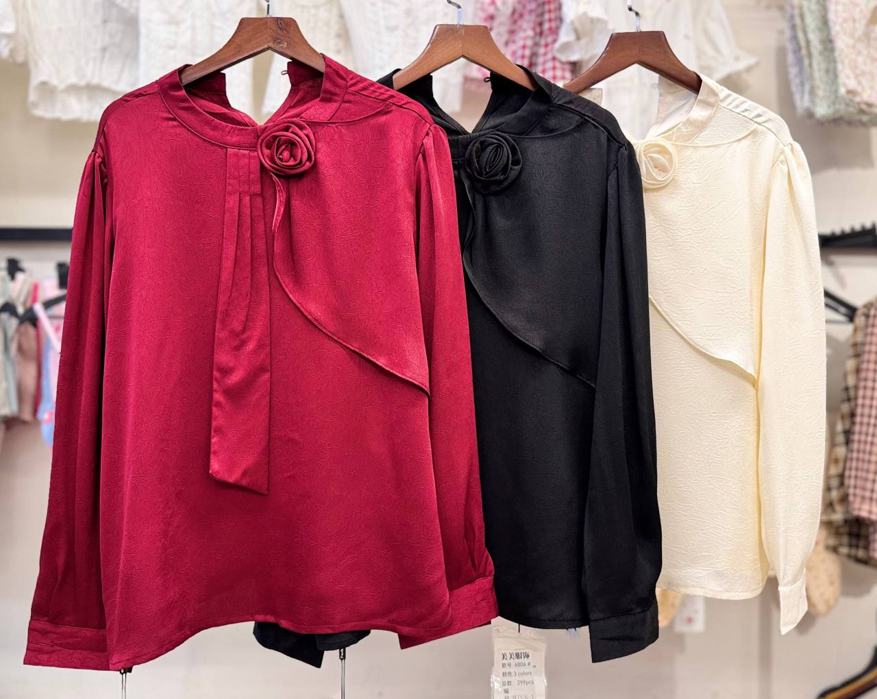 شومیز ساتن یقه گل مجلسی زنانه کد 1756 #6806