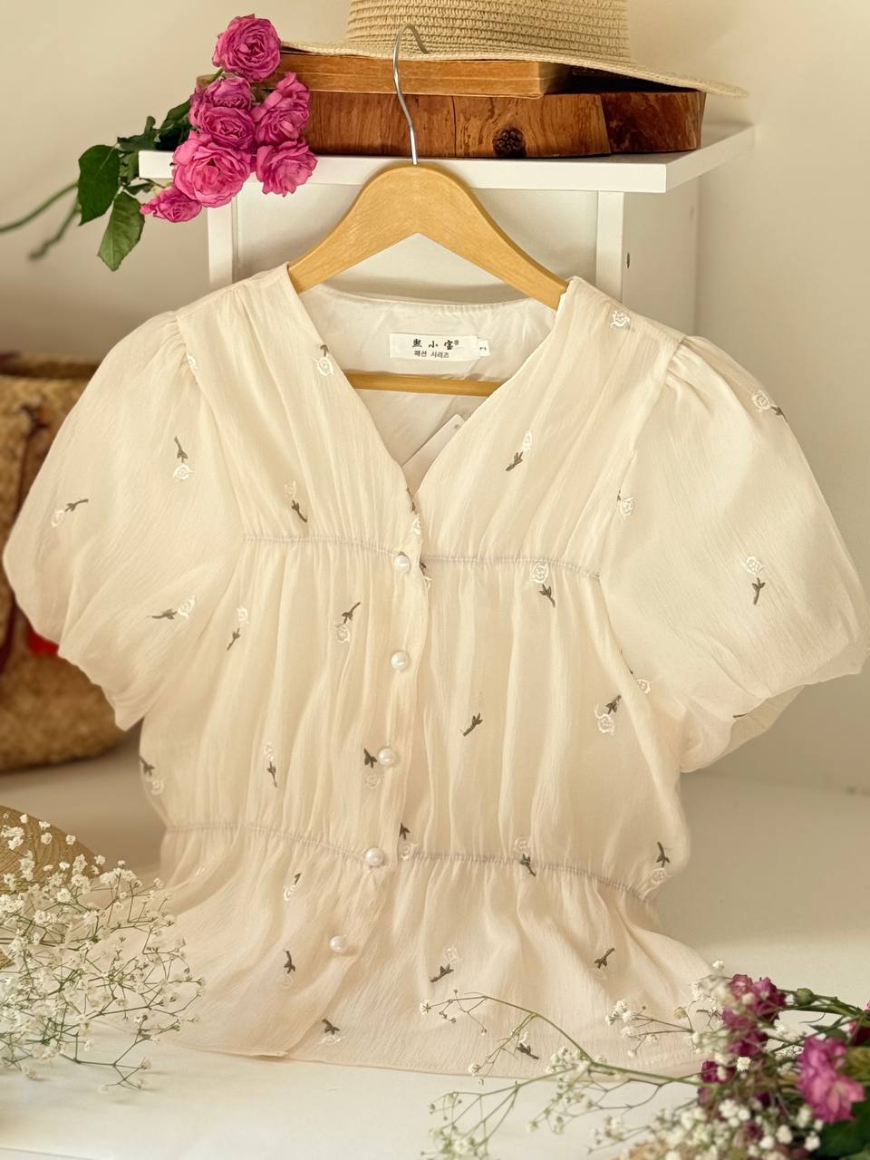 شومیز حریر گلدوزی عروسکی
