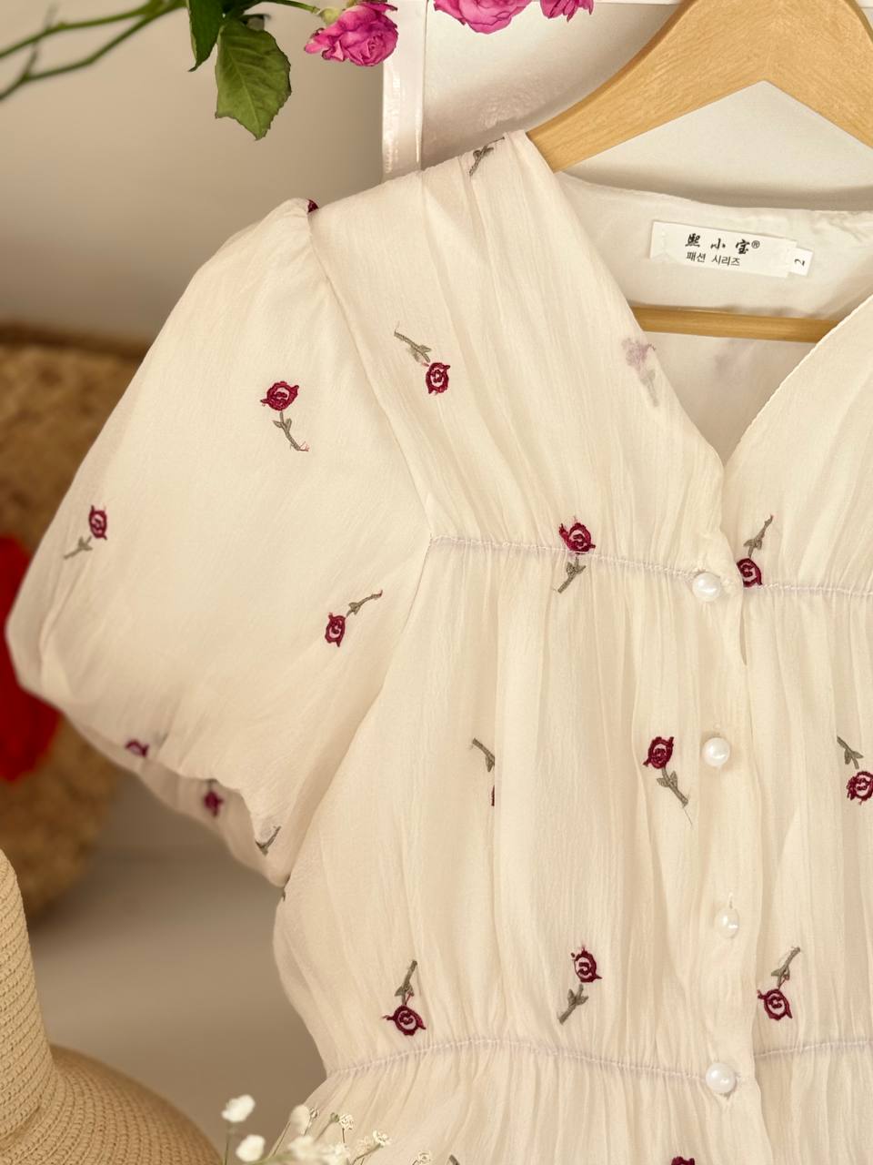 شومیز حریر گلدوزی عروسکی