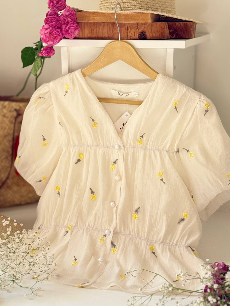 شومیز حریر گلدوزی عروسکی