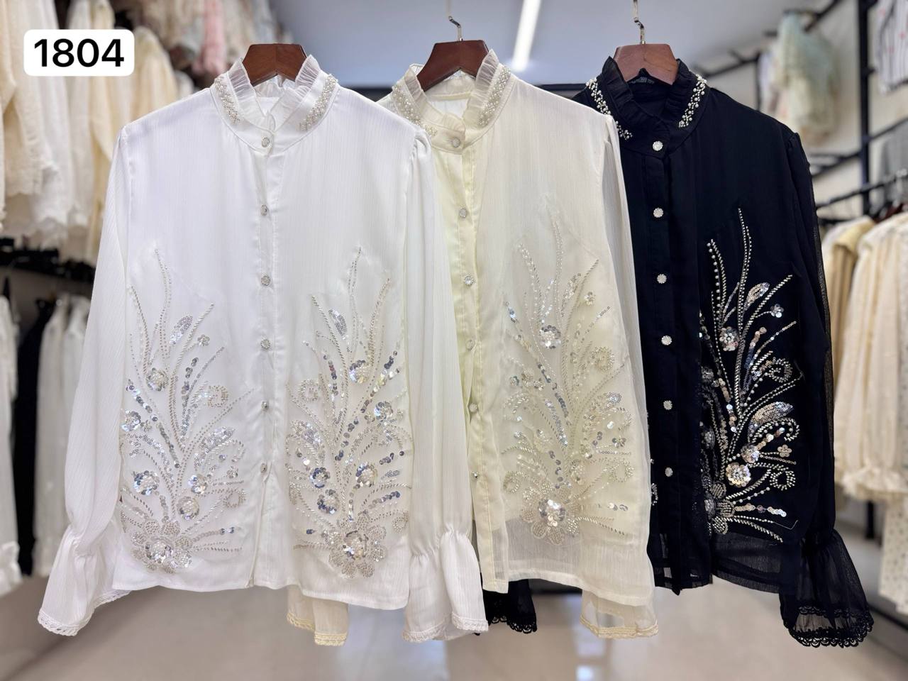 شومیز حریر مجلسی کار شده زنانه