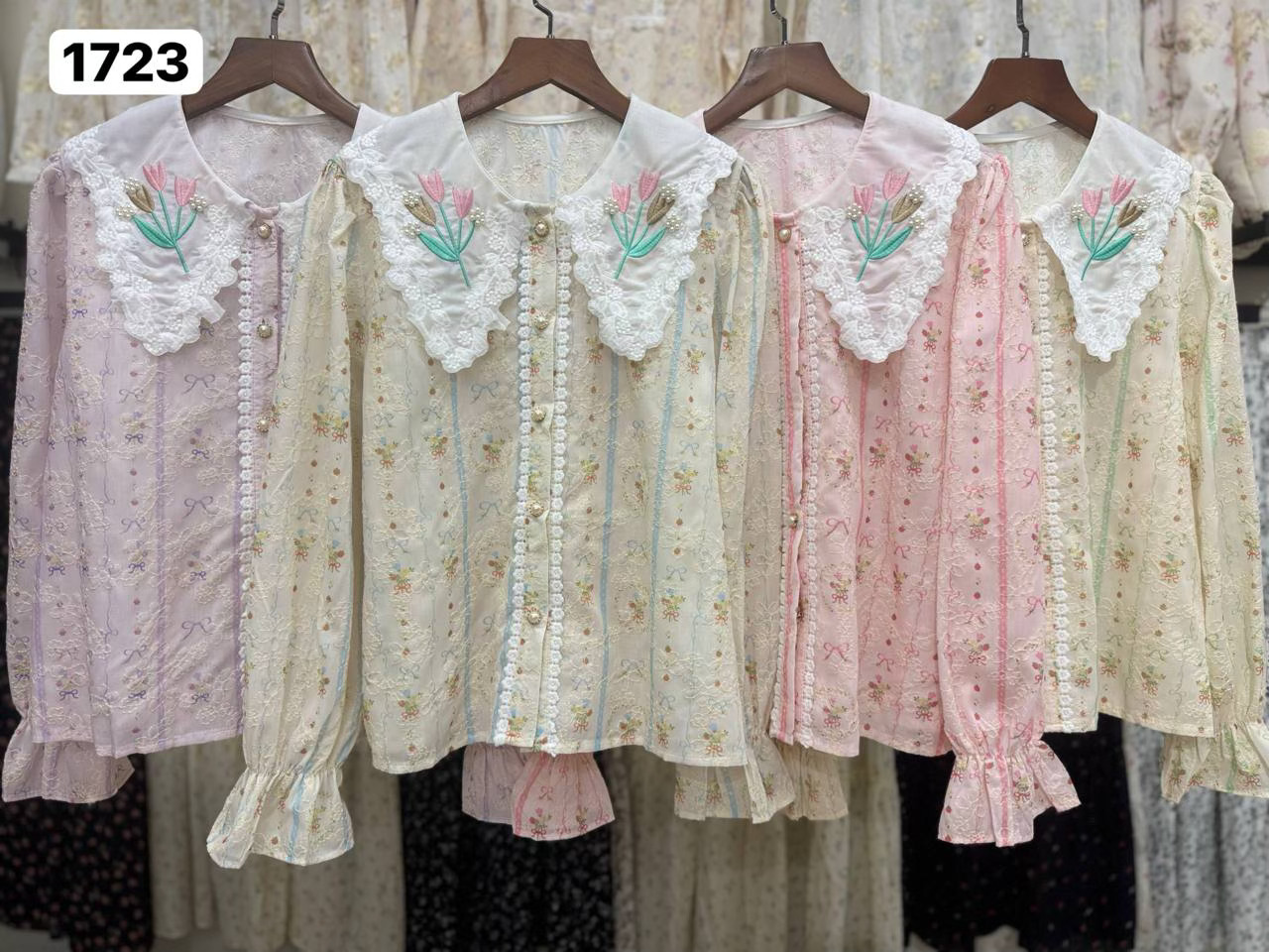 شومیز نخ خامه دوزی گل دار سفارشی کد 1723