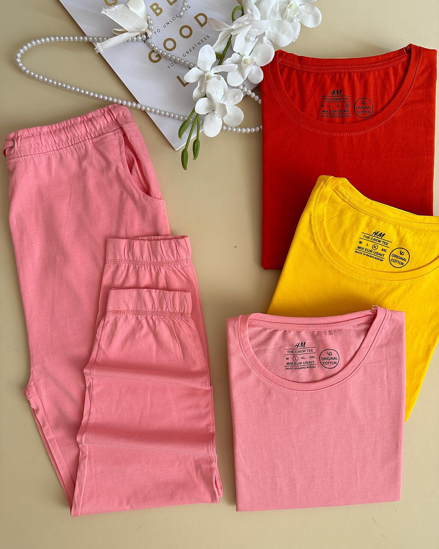 ست بلوز و شلوار ساده بهاره h&m original cotton کد 34