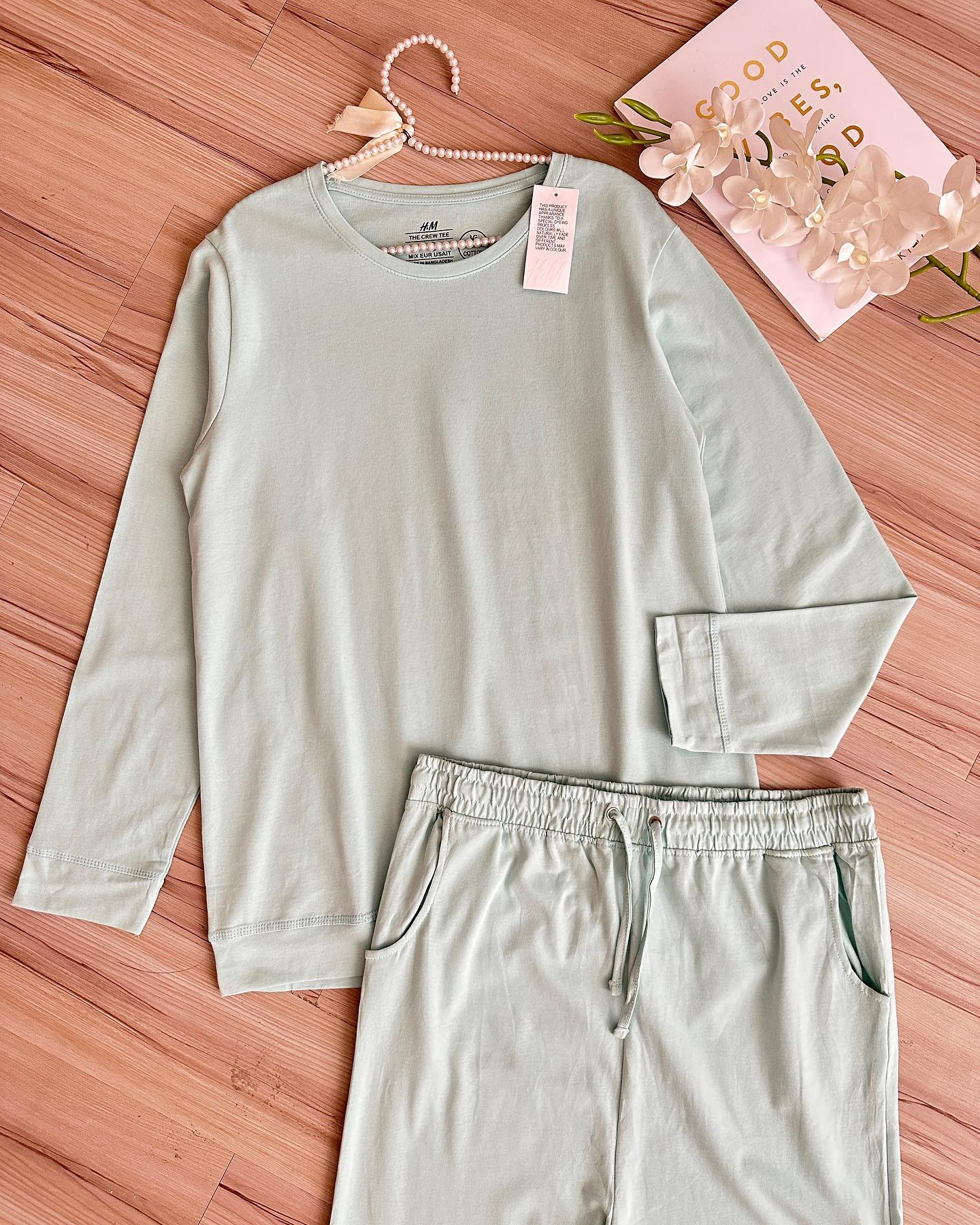 ست بلوز و شلوار ساده بهاره h&m original cotton کد 34