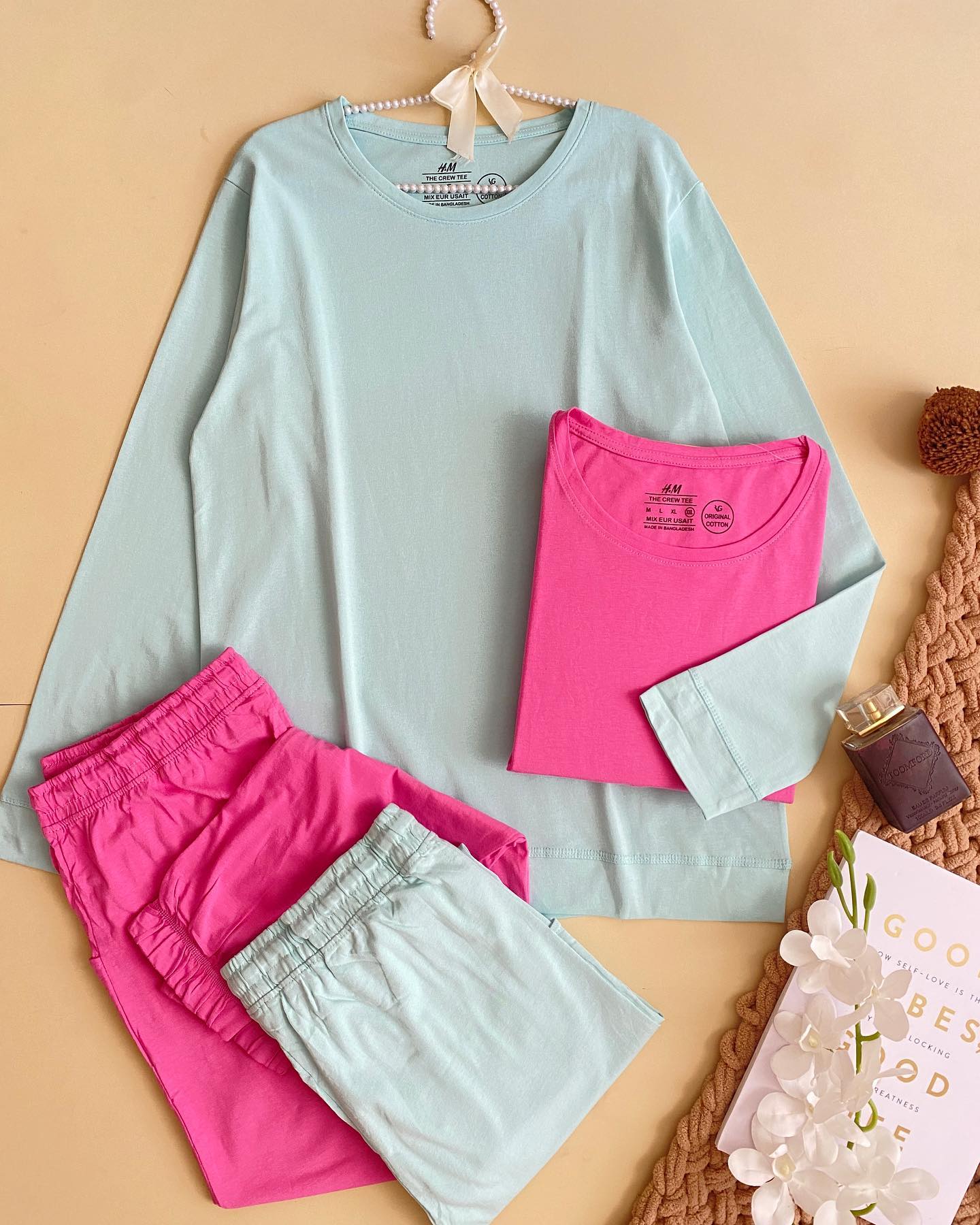 ست بلوز و شلوار ساده بهاره h&m original cotton کد 34