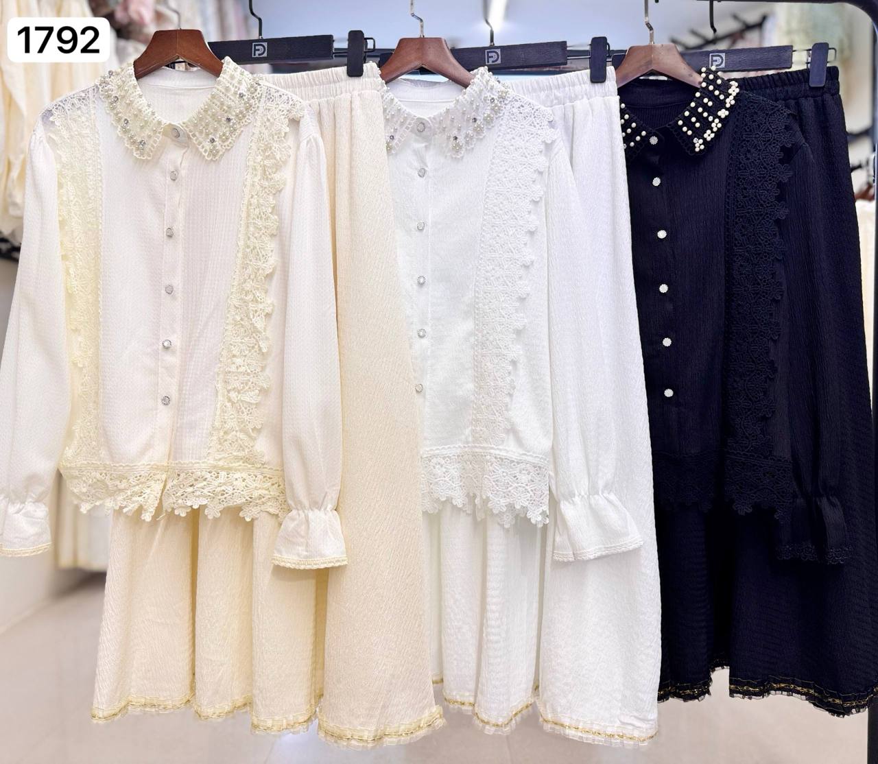 ست شومیز مجلسی و دامن کار شده کد 1792